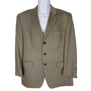 Ralph Lauren Blazer Men 43R Tan Herringbone Silk Wool 3-Button Sport Coat VTG